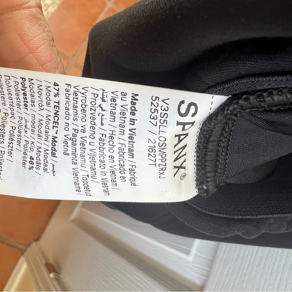 SPANX Black Wide Leg Jumpsuit Tie Waist Stretch Knit XL - Picture 4 of 6